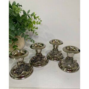 Vintage Antique Silver Plated 1” Mini Candlestick Holders Set of 4
